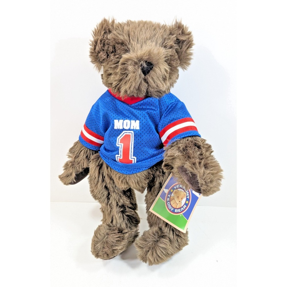 Vintage Vermont Teddy Bear Company 17" Plush Bear With football jersey #1‎ MOM